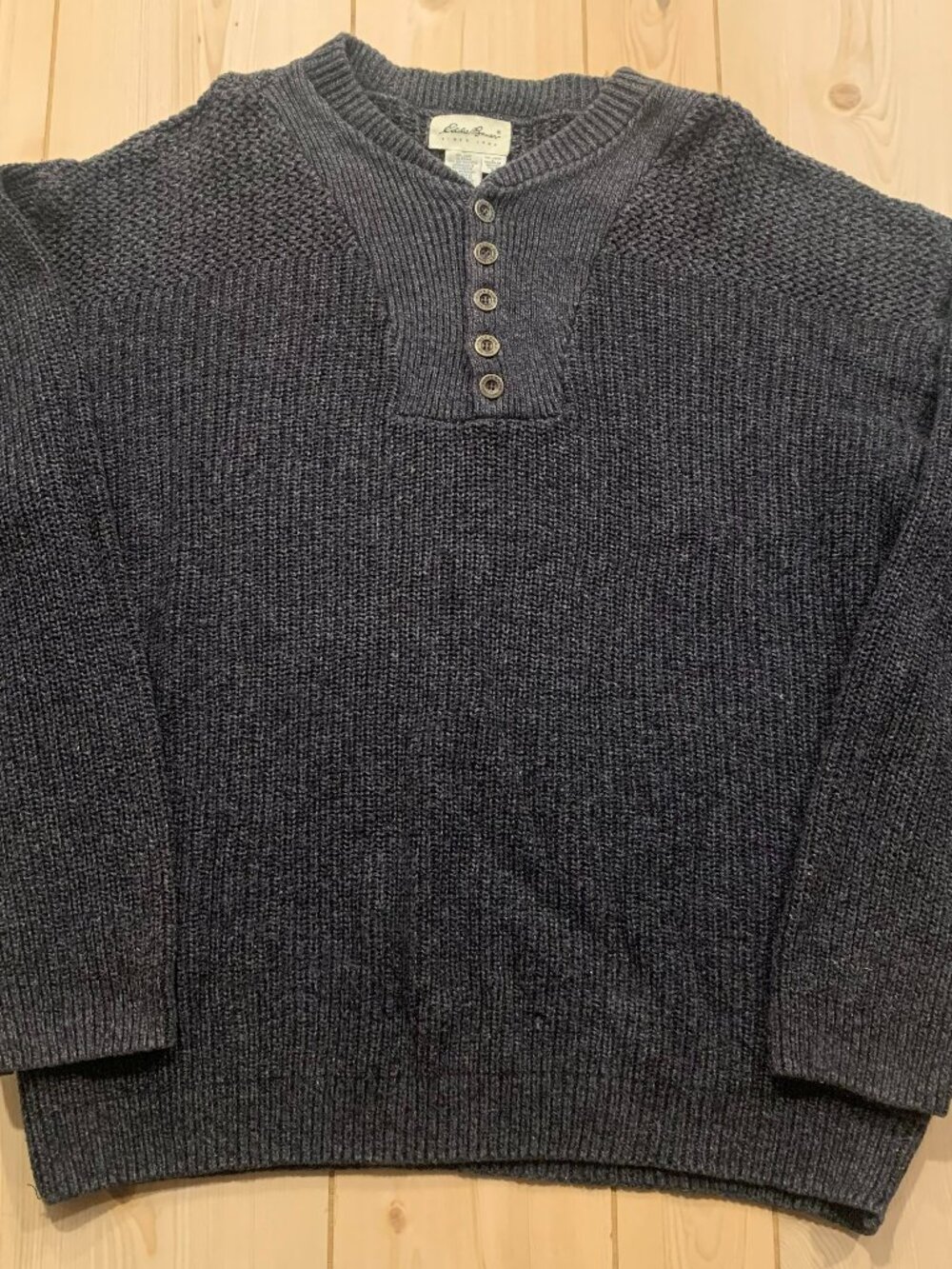 Vintage Y2K Eddie Bauer Retro Indie Hipster Henley Knit Sweater Size L Tall
